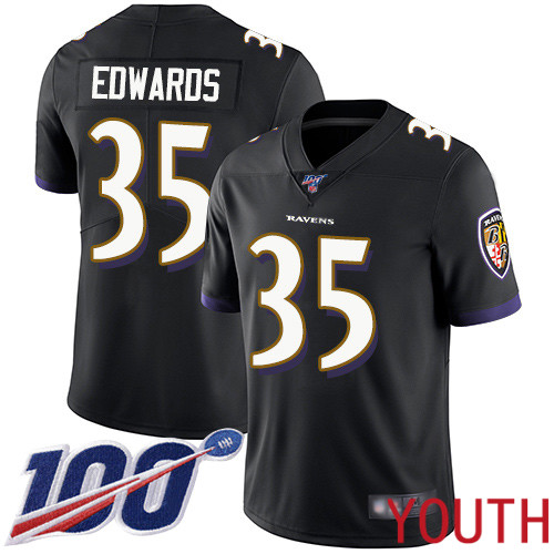 Baltimore Ravens Limited Black Youth Gus Edwards Alternate Jersey NFL Football 35 100th Season Vapor Untouchable